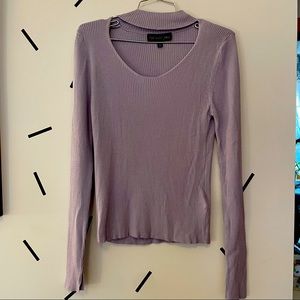 Topshop Tall Choker Long Sleeve Top